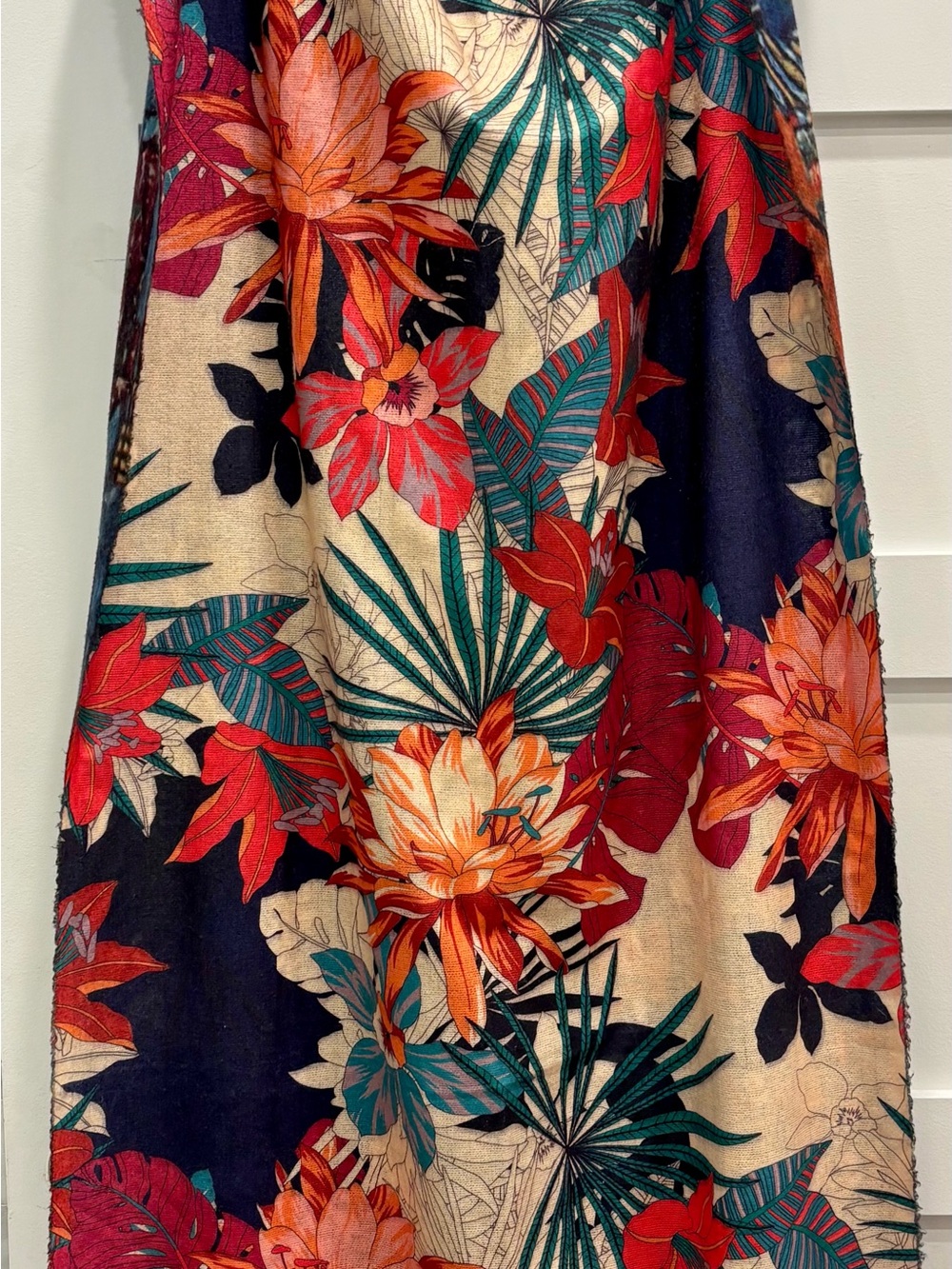 Double Sided Lightweight Wool Blend Scarf Wrap: Gustav Klimt / Tropical Print